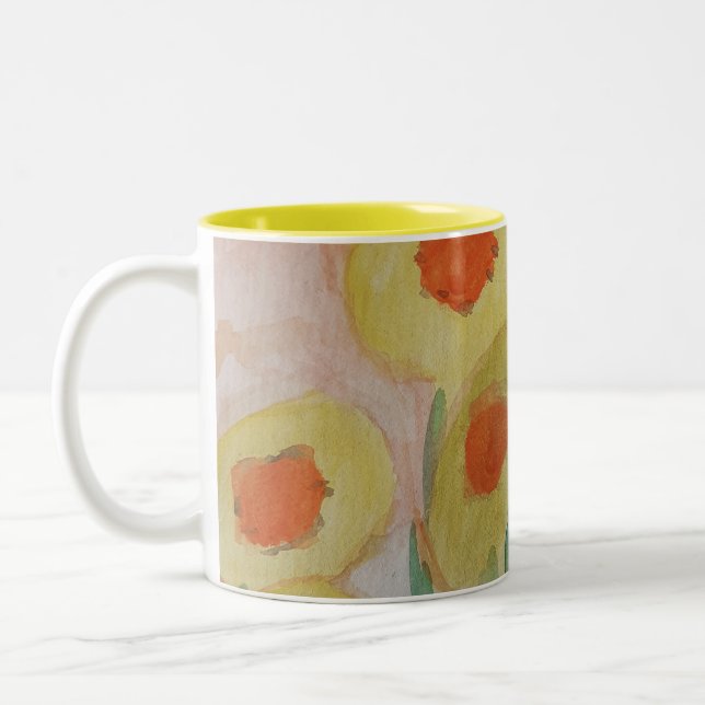 Tasse der abstrakten Sonnenblumen (Links)