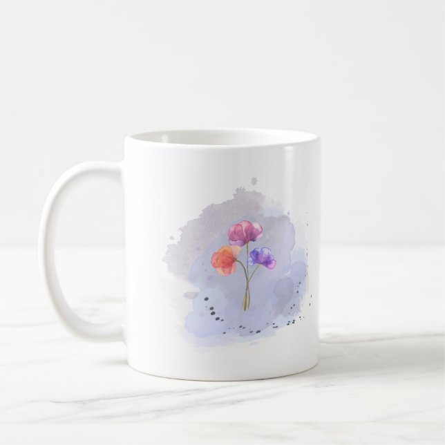 Tasse der Aquarell-Blume (Links)