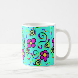 Tasse der Blume mit blauem Hintergrund