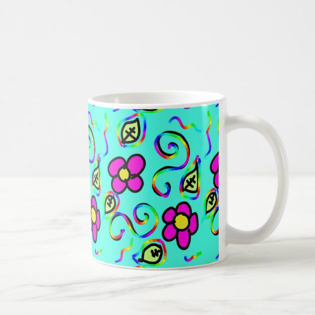Tasse der Blume mit blauem Hintergrund (Rechts)