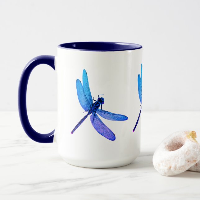 Tasse der Combo-Tasse für lila und blaue Libelle (Mit Donut)