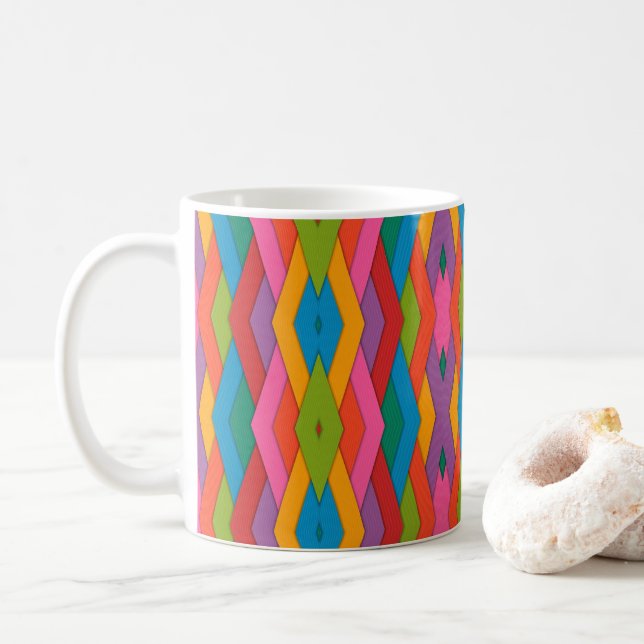 Tasse der farbenfrohen Dreiecke (Mit Donut)