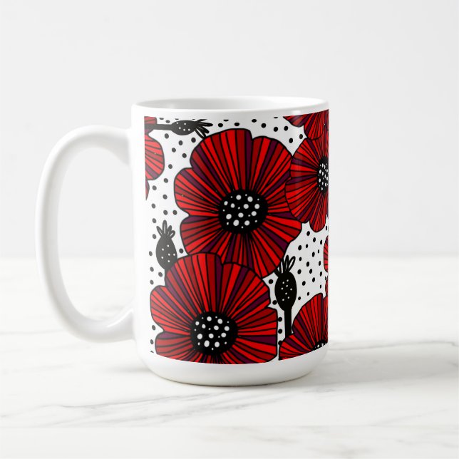 Tasse der Gartenpopulationen und Saatköpfe (Links)