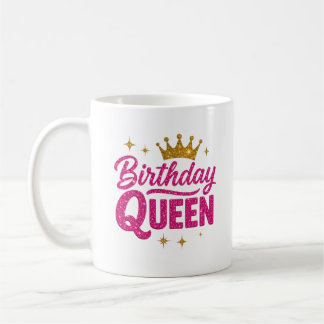 Tasse der Geburtstagkönigin - Rosa Glitzer Text &