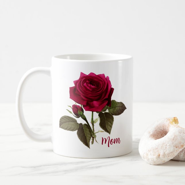 Tasse der hübschen Rose für Mama - bearbeitbarer N (Mit Donut)