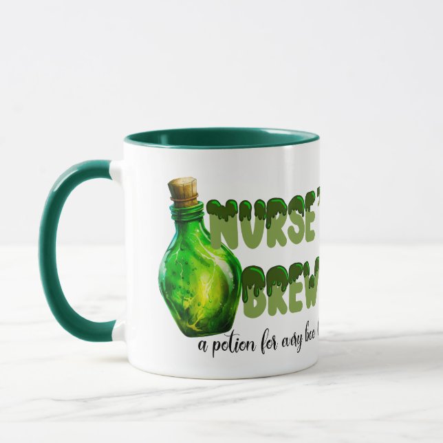 Tasse der Krankenbraue: Grüner Schleim mit Hexentr (Links)