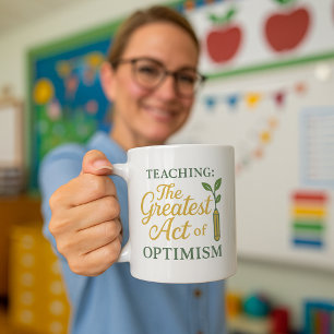 Tasse der Lehrkräfte mit Inspiration; Stärkung des