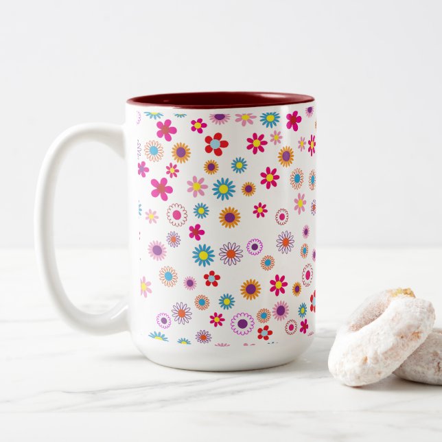 Tasse der leuchtenden geometrischen Blume 2 Tone L (Mit Donut)