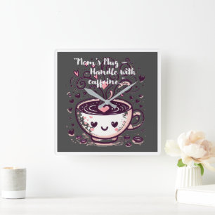 "Tasse der Mama - Umgang mit Koffein." Quadratische Wanduhr