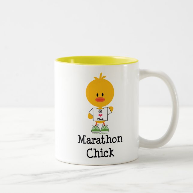 Tasse der Marathon-Küken-FriedensLiebe-26,2 (Rechts)