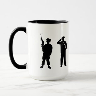 Tasse der militärischen Zweigstellen Silhouetten