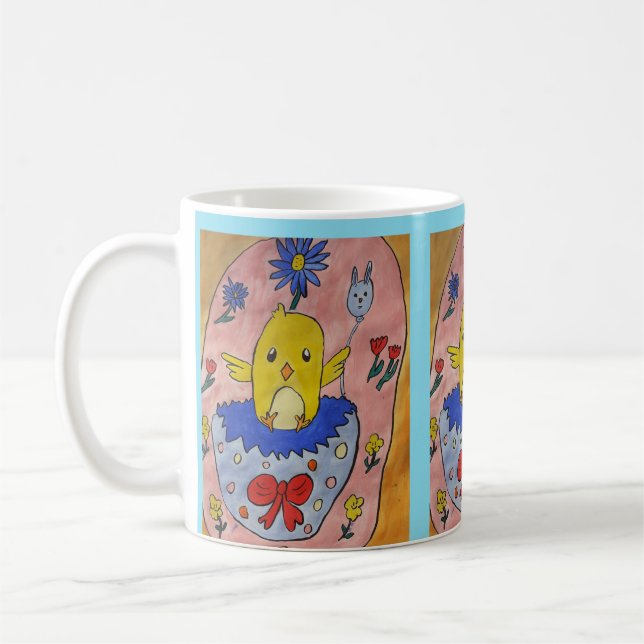 Tasse der niedlichen Osterkälte (Links)