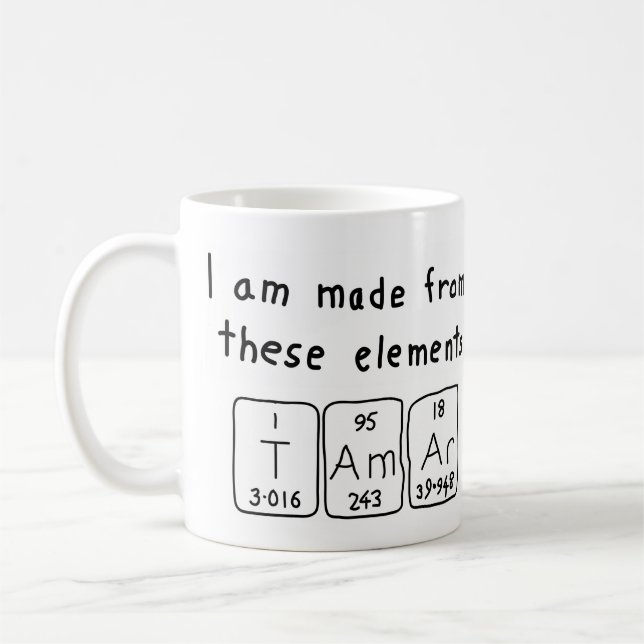 Tasse der periodischen Tabellenbezeichnung Tamar (Links)