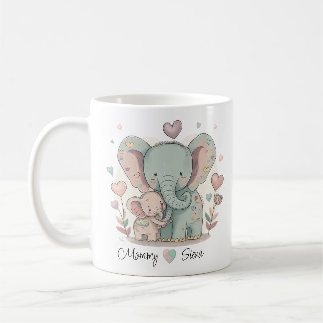 Tasse der personalisierten Elefanten-Liebe (Links)