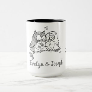 Tasse der personalisierten Owls Liebe