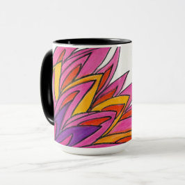 Tasse der rosa Blume (Schwarzer Griff und Interieu