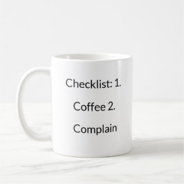 Tasse der routinemäßigen Kaffeekontrollliste