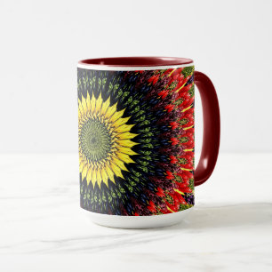 Tasse der Sonnenblumen ernten
