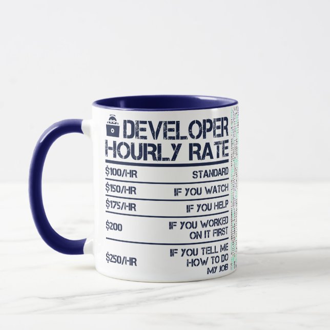 Tasse der Stundensätze für Entwickler (Links)