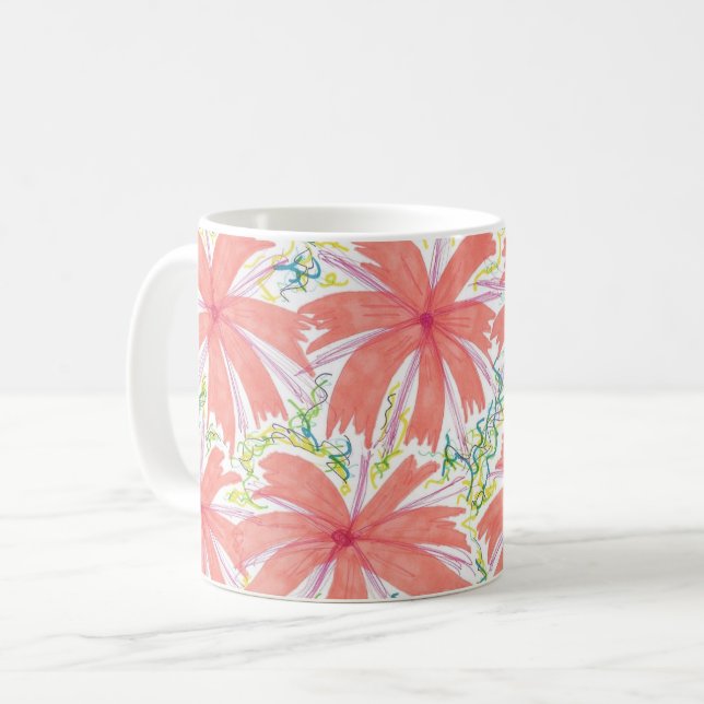 Tasse der tropischen Sunburst-Blume (Vorderseite Links)