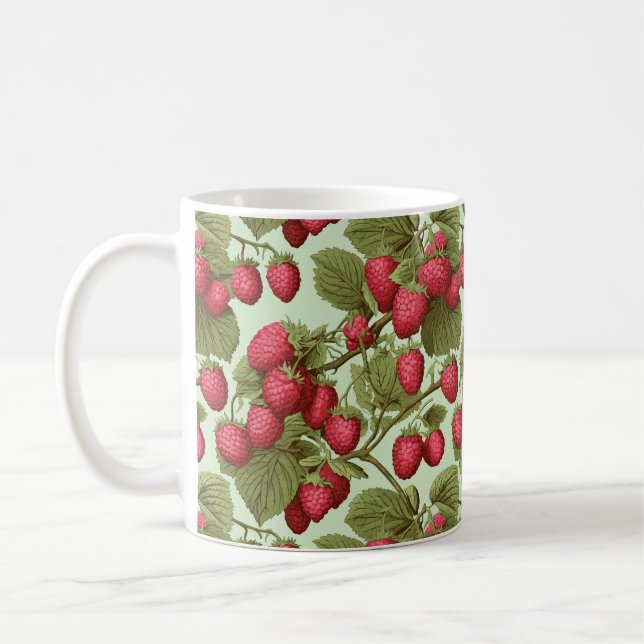 Tasse der Vintagen botanischen Himbeermuster Keram (Links)