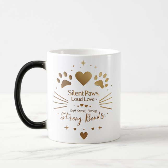 Tasse der Wärmeoffenbarung - Stille Paws, laute Mo (Links)