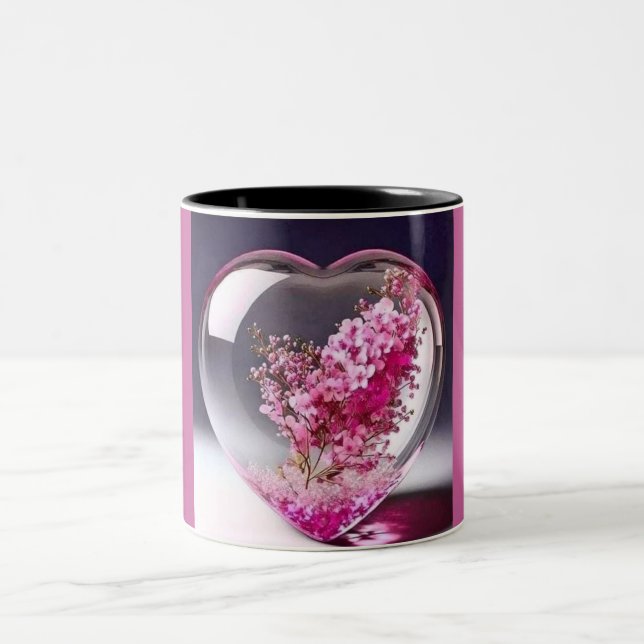 Tasse der Zuneigung: Blumenherzendesign für Kaffee (Mittel)