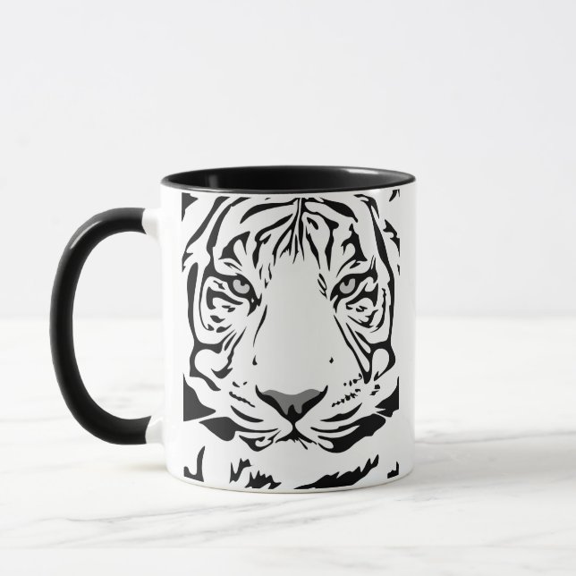 Tasse des Abstrakten Tigers in Schwarz und Weiß (Links)