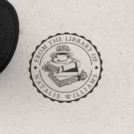Tasse des Blumenbuchkaffees aus der Bibliothek Gummistempel