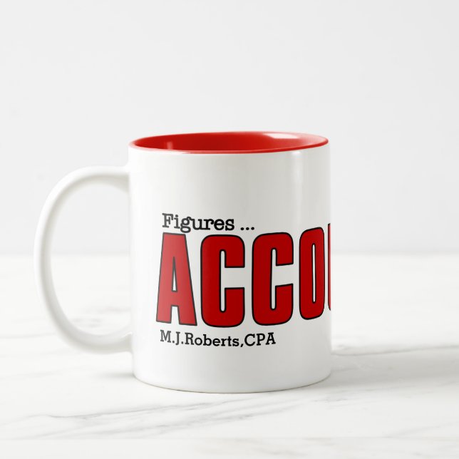 Tasse des Buchhalters Gewohnheitsmäßiges Wortspiel (Links)