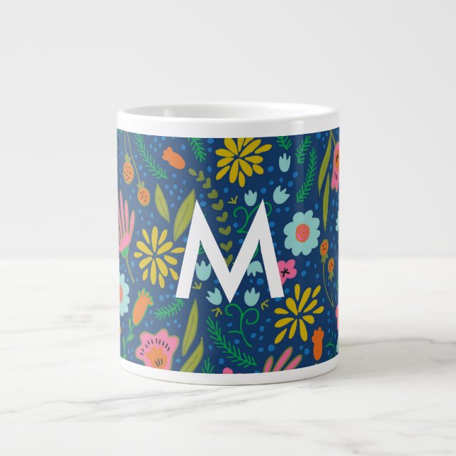 Tasse des ersten Monogramms floral Jumbo (Vorderseite)