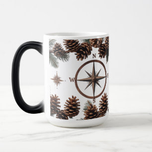 Tasse des Farbverlustes   Rustikaler Compass & Pin