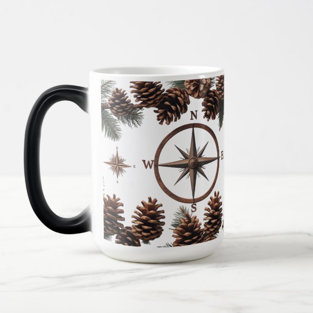 Tasse des Farbverlustes | Rustikaler Compass & Pin (Links)