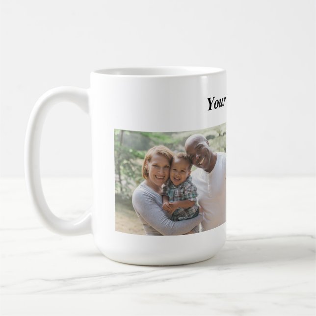 Tasse des Fotos und Text mit 2 Fotos/1 Zeile (Links)