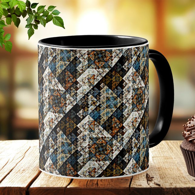 Tasse des geometrischen Abstrakten Musters (Mug with an abstract fractal pattern in colors inspired by nature.)