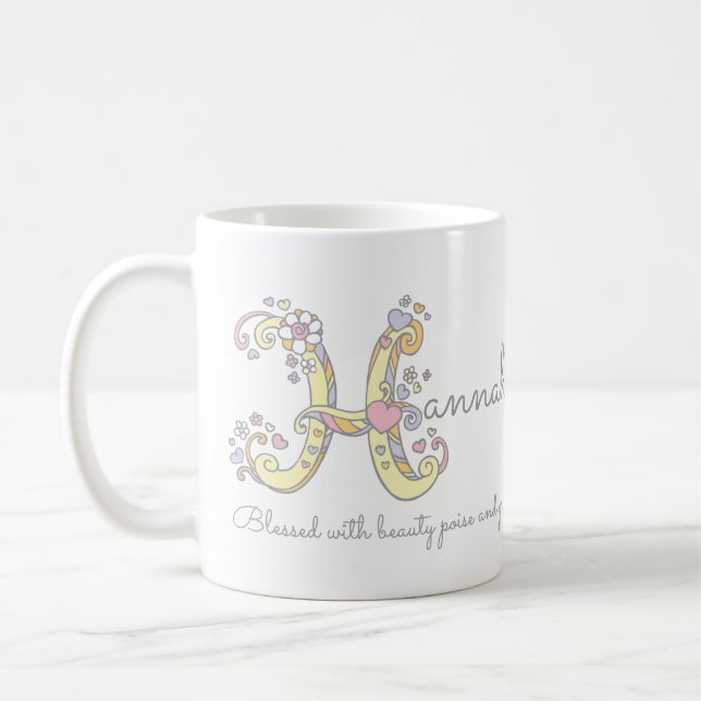 Tasse des Hannahnamensbedeutungs-Monogramms H (Links)