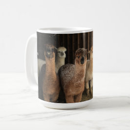 Tasse des Kaffees - Alpacas im Schnee