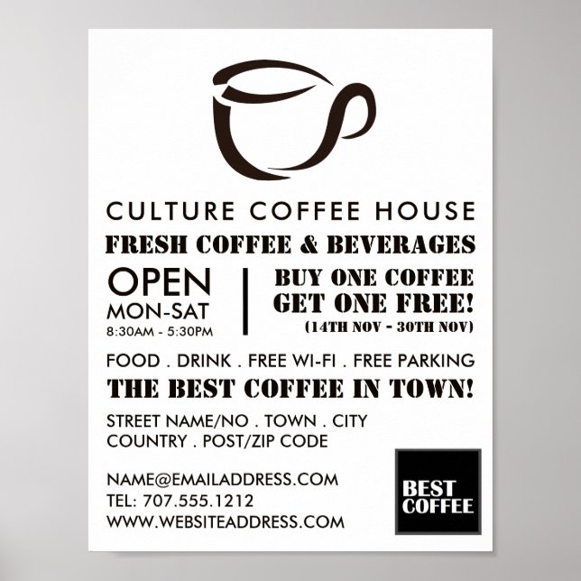 Tasse des Kaffees Icon, Barista, Café, Café, Café Poster (Vorne)