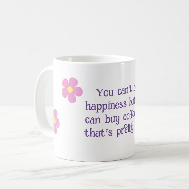 Tasse des Kaffees, rosa, blumenreich (Vorderseite Links)