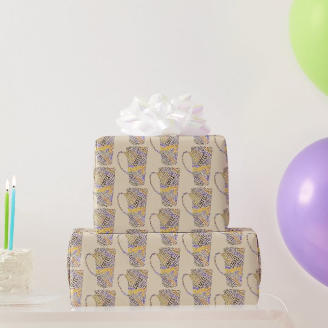 Tasse des Kaffees Word Art II Geschenkpapier (Partygeschenke)