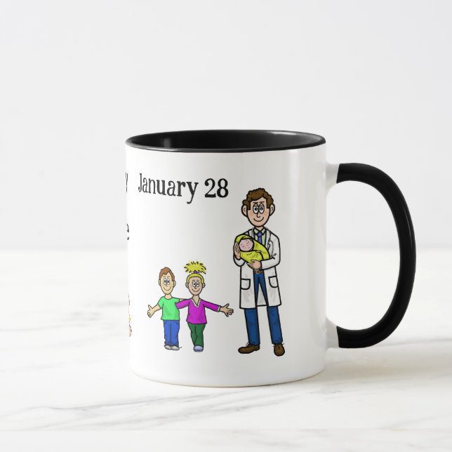 Tasse des männlichen Kinderarztes mit Name (Rechts)