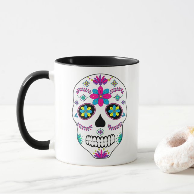 Tasse des mexikanischen Zuckerschädels (Mit Donut)