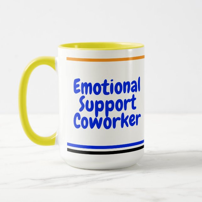 Tasse des Mitarbeiters für emotionale Unterstützun (Links)