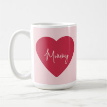 Tasse des Muttertags - Weiches Rosa und Rotes Herz