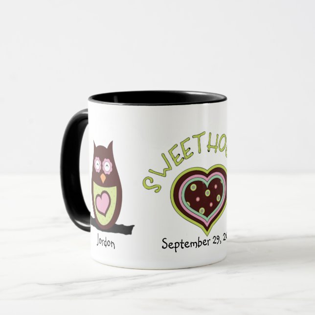Tasse des Owl Couple Jubiläums (Vorderseite Links)