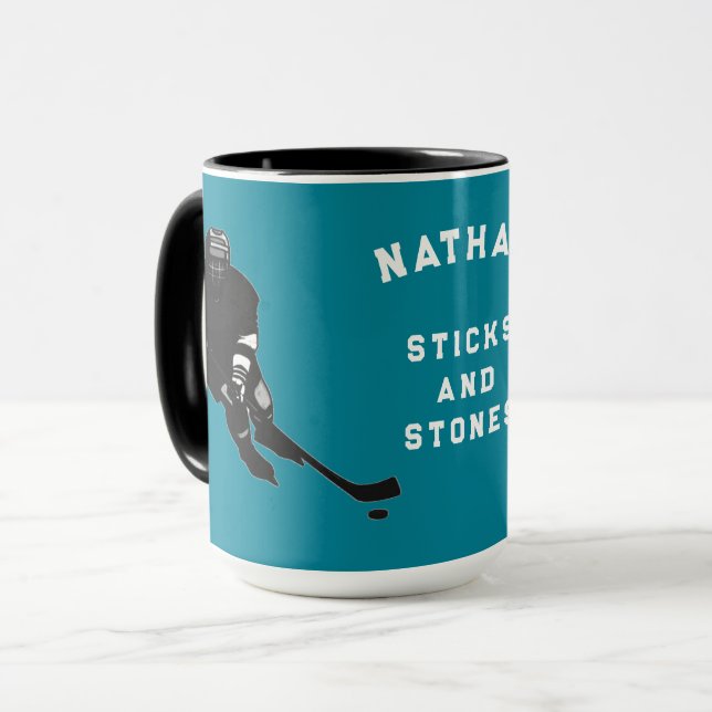 Tasse des personalisierten Hockey-Spaßes (Vorderseite Links)