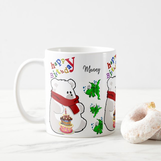 Tasse des Polarbären Happy Birthday Tasse (Mit Donut)