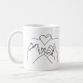 Tasse des Schwarzen Lineart Hand Valentine