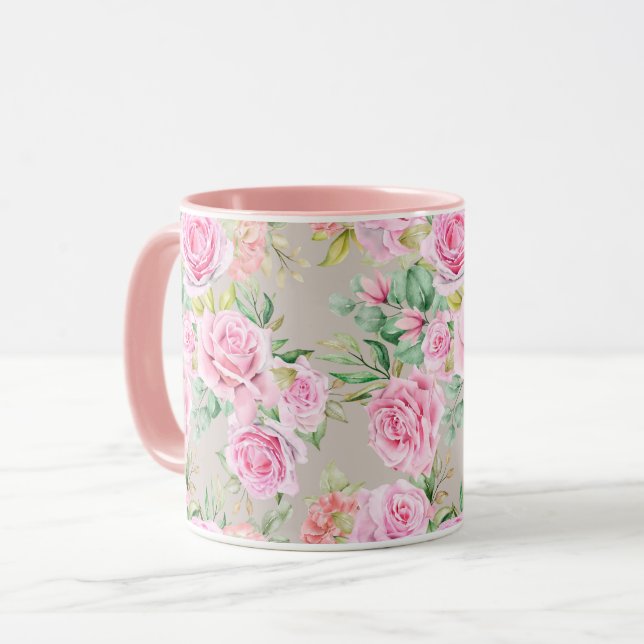 Tasse des weiblichen Blumenmusters (Vorderseite Links)