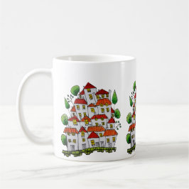 Tasse des Whimsikhauses (Doodle - von Hand gezeich